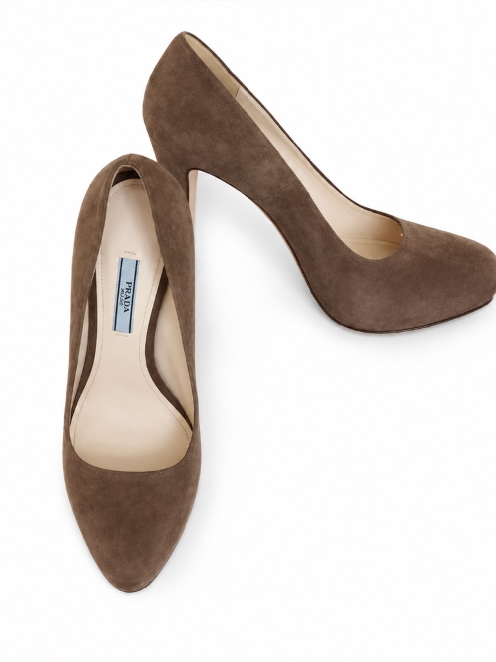 Prada Brown Suede Platform Pumps Heels Size 35 Made in Italy